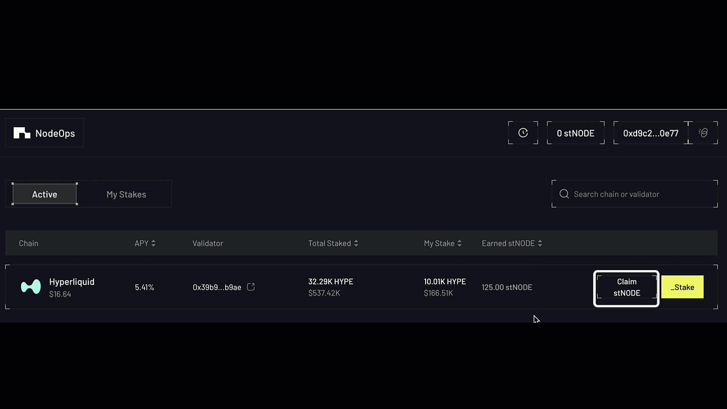 Redeem and withdraw your yield from NodeOps Staking as a Service via a DePIN Compute layer, no code dashboard
